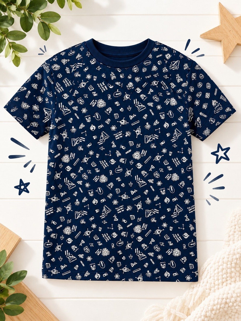Boys Navy Short-Sleeve Graphic Tee
